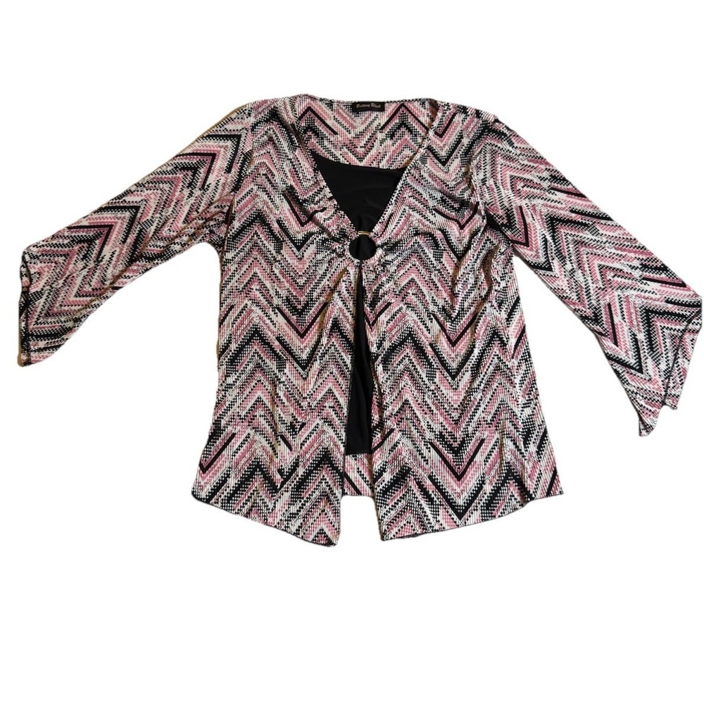 Y2K‎ Brittany Black Top Pink Black Layered Open Sleeve Goth Punk Grunge Sz Small